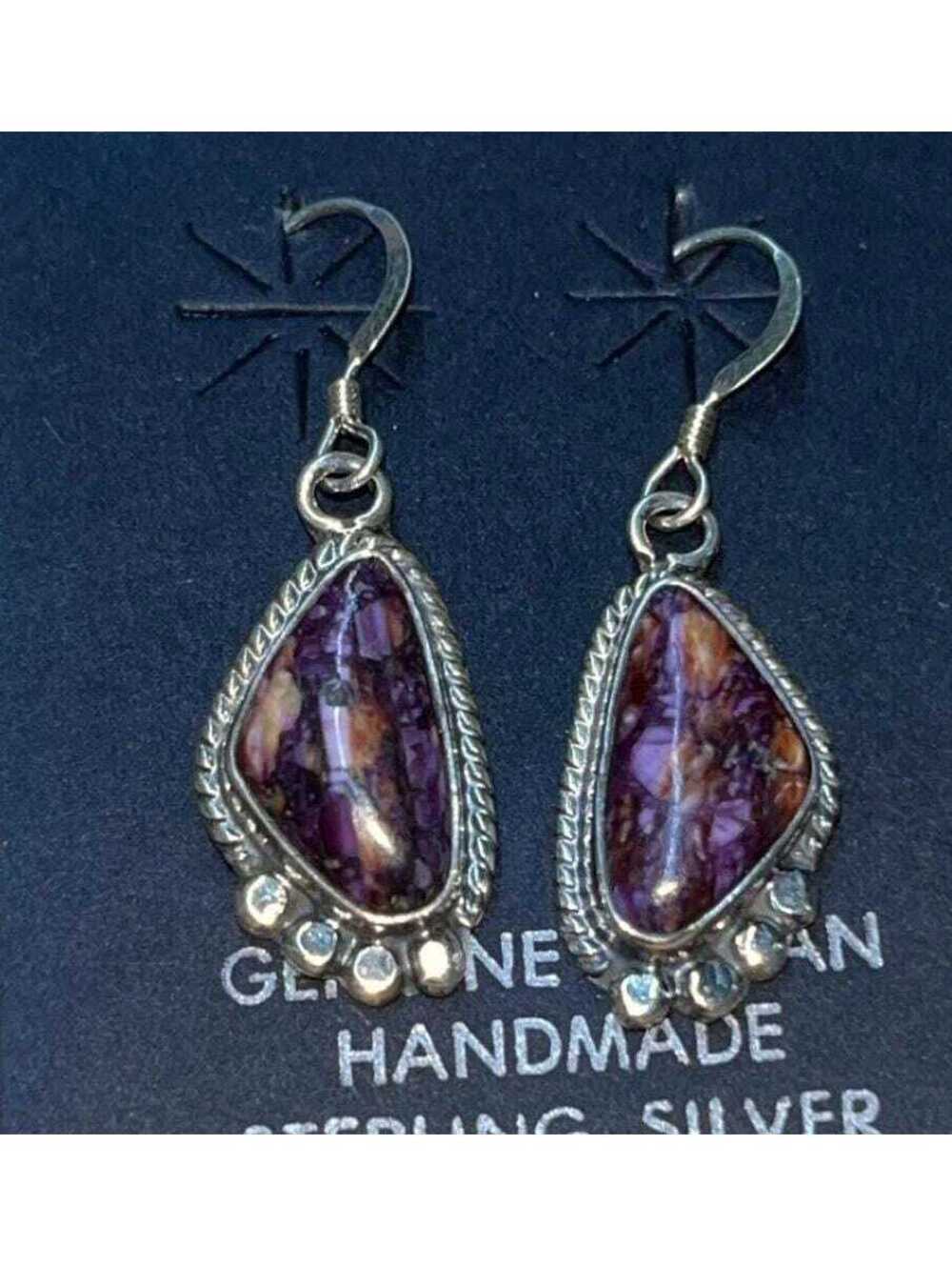 Native American Navajo jewelry handmade sterling silver amethyst post earrings